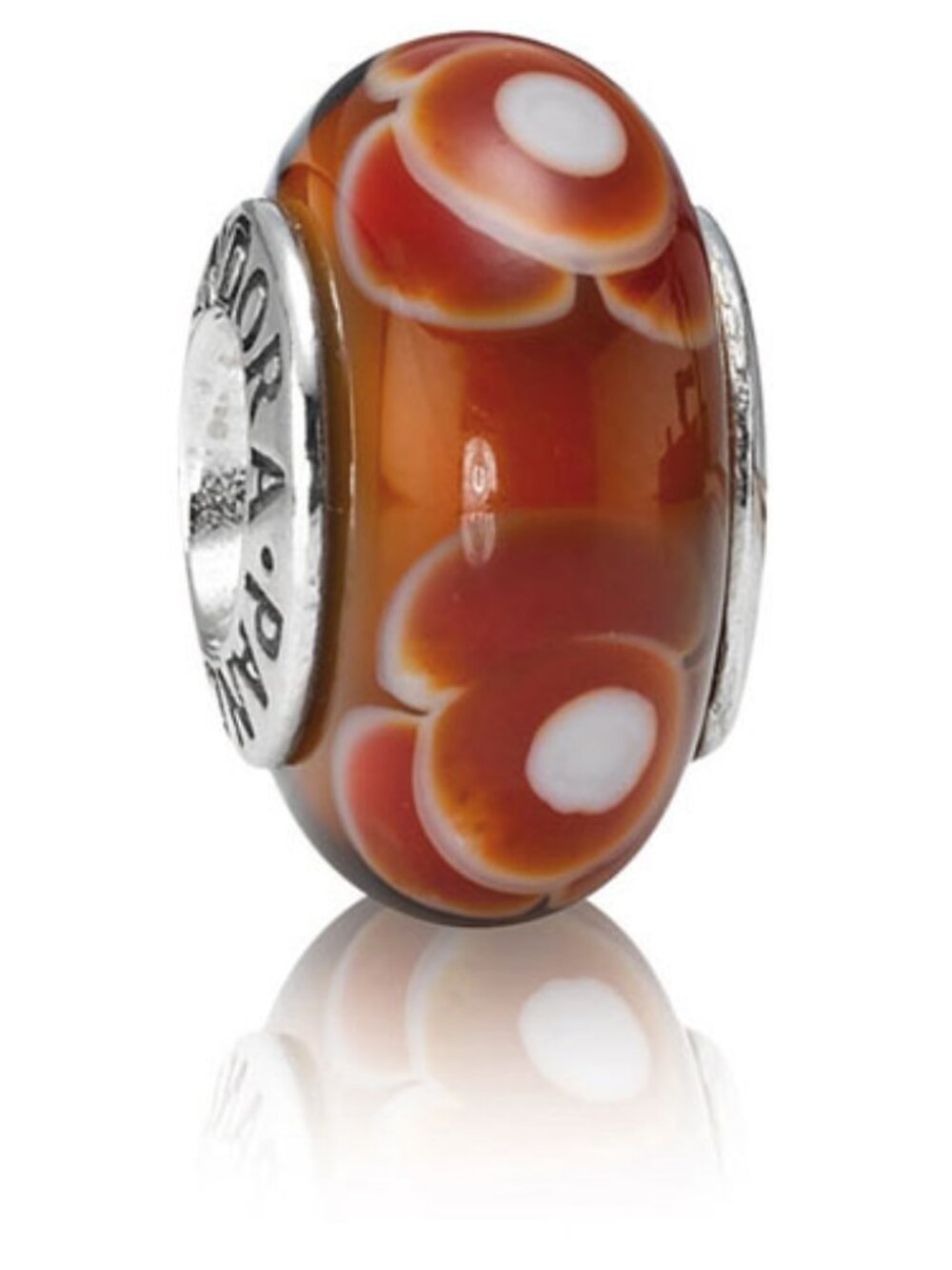 Authentic Retired Pandora Tangerine Flowers Murano Glass Charm 790646 - Picture 7 of 7